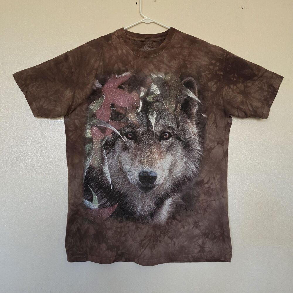 The Mountain Wolf In Nature XL T-Shirt Giant Big Face Cloes-up In Autumn Leaves